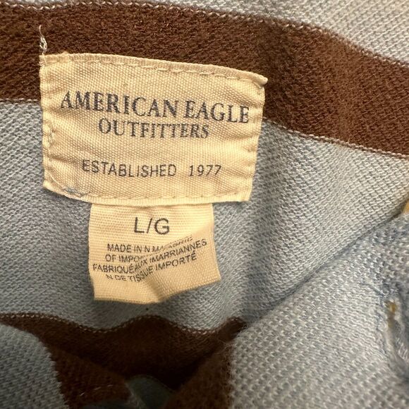 American Eagle Outfitters Polo Style Shirt Men's Size Large Quarter Button Up - Picture 3 of 3